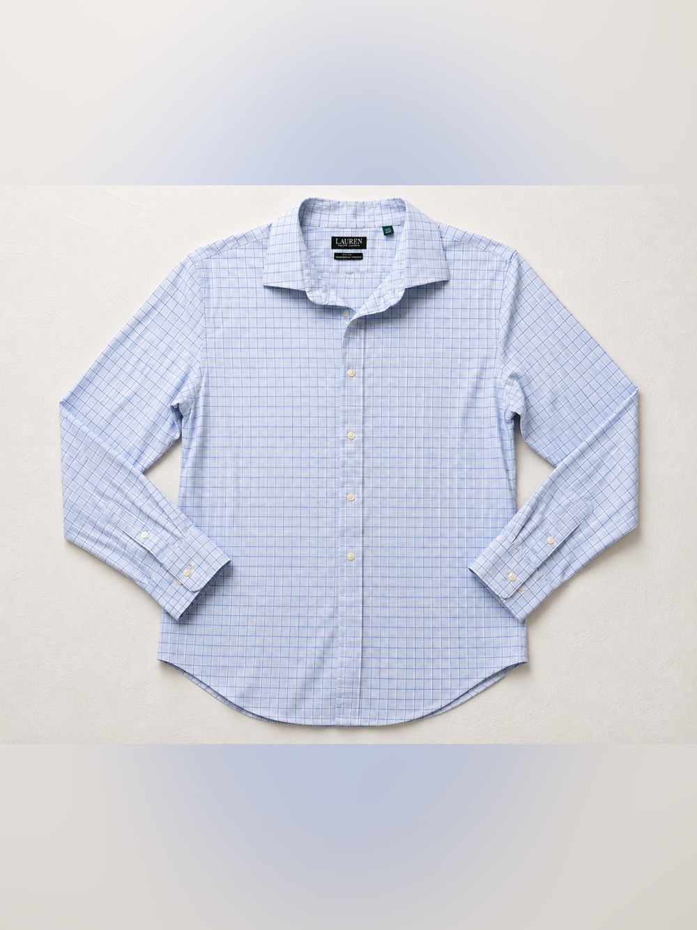 Ralph Lauren Light Blue Windowpane Cotton Dress Shirt
